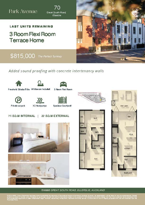 Park Avenue Unit 70 property flyer