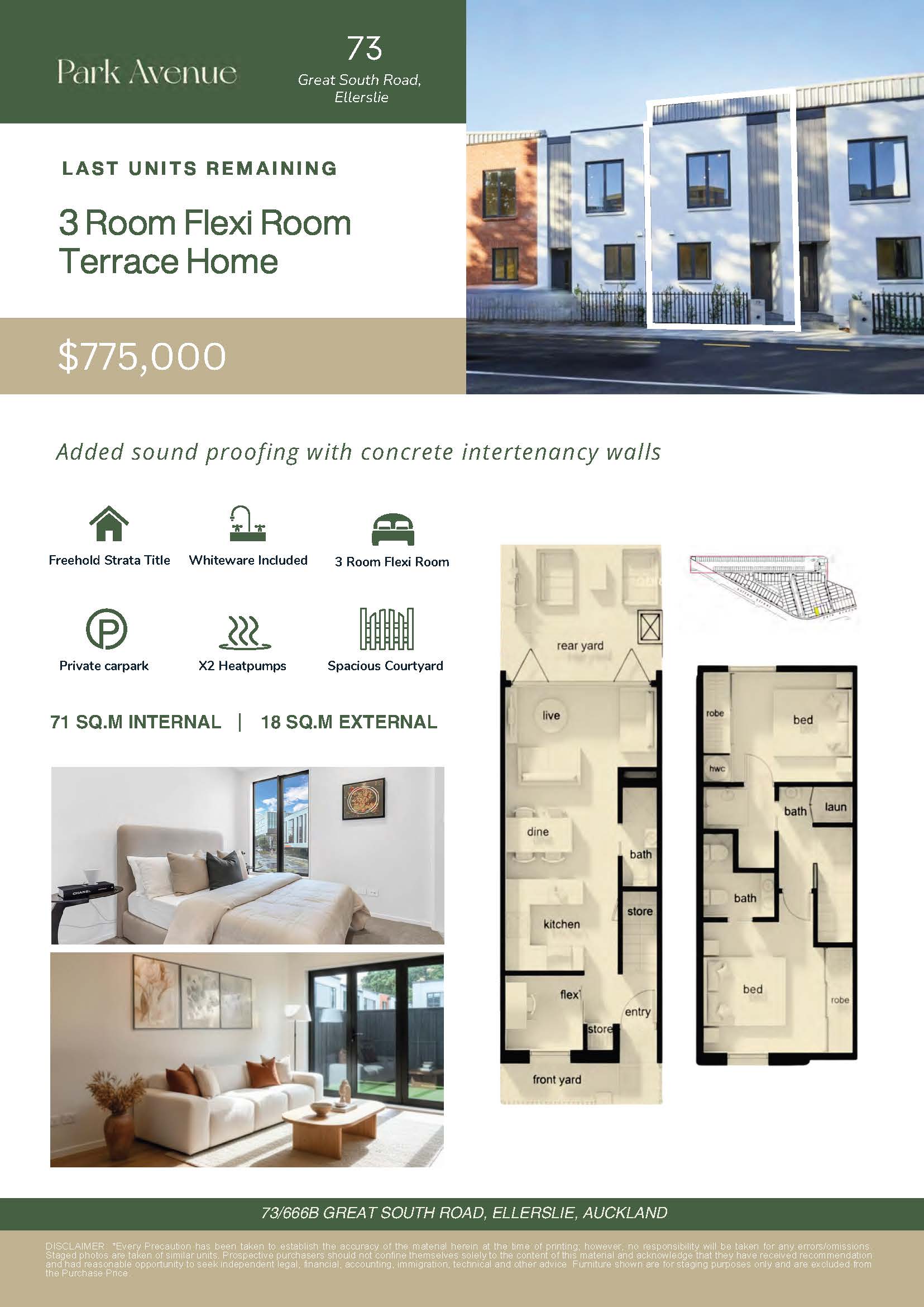 Park Avenue Unit 73 property flyer